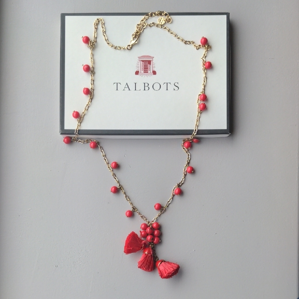 Talbots Red and Gold Charm Necklace